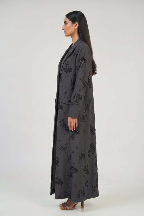 Noir Blossom Tailored Abaya – hover image