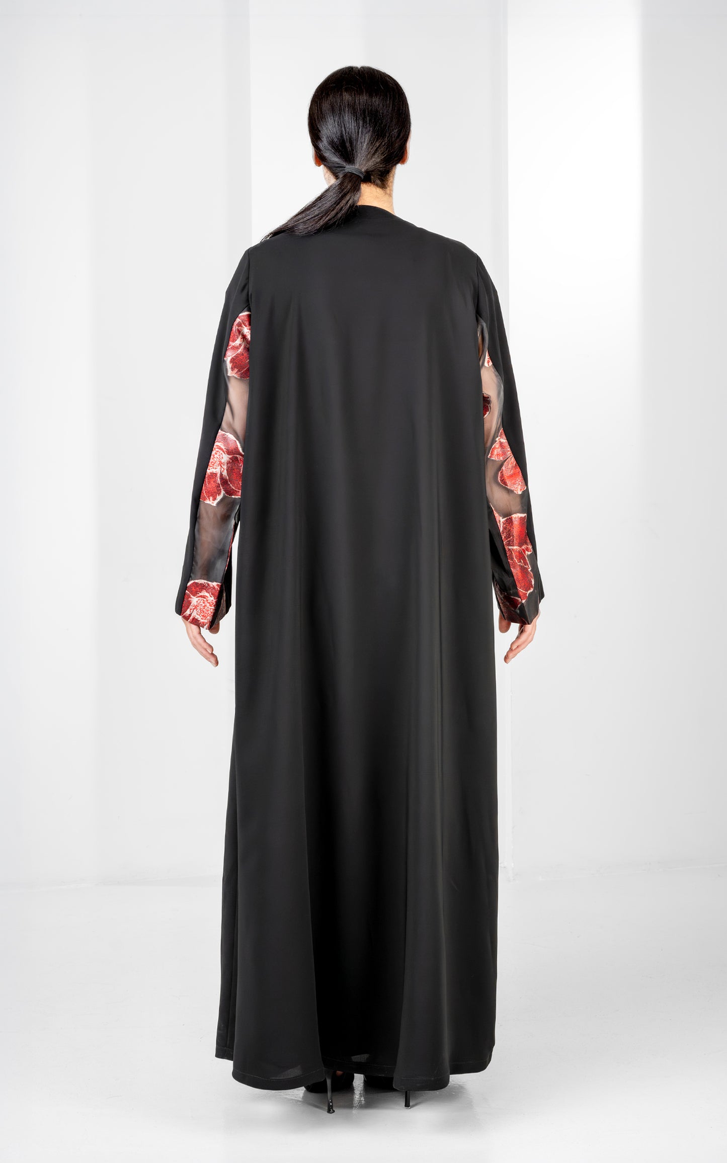 Floral Panel Abaya with Embellished Front Detailing