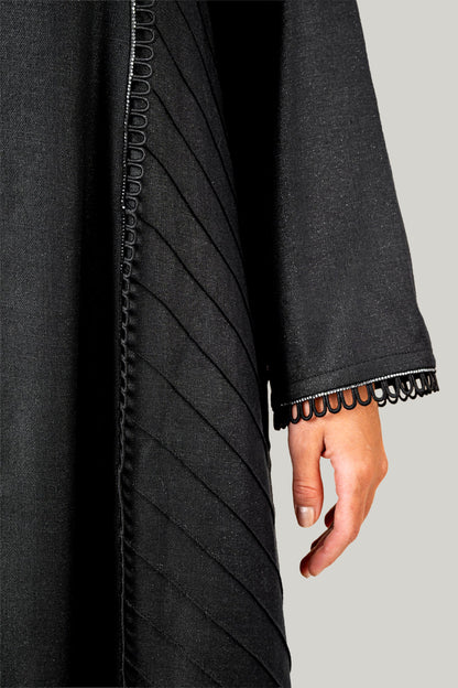 Pleated Panel Abaya with Elegant Minimal Detailing