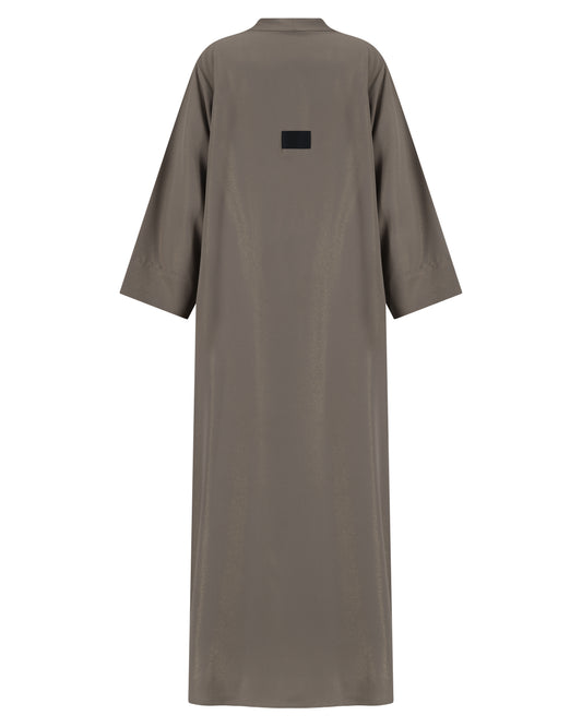 Mocha Matte Abaya مع زر الزر النسيج