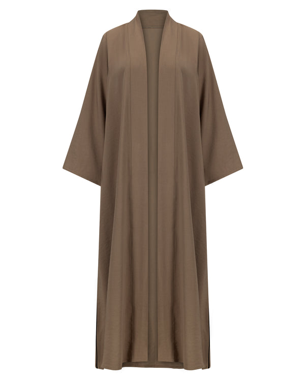 Classic Open Abaya with Black Piping Detail – hover image