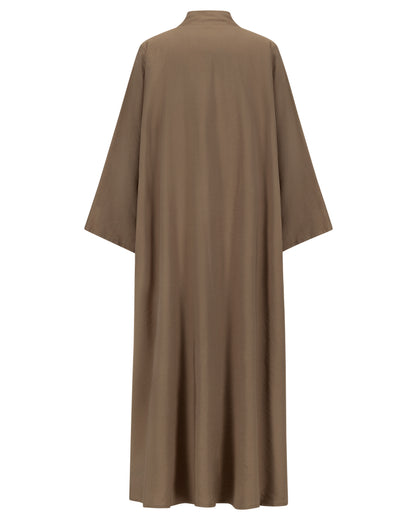 Classic Open Abaya with Black Piping Detail