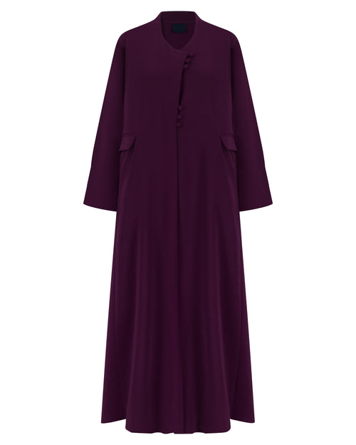 Plum Buttoned Abaya – hover image