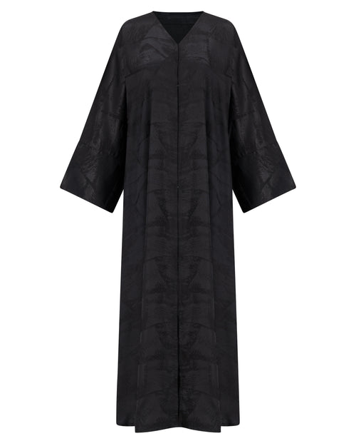 Textured Abaya with Subtle Geometric Pattern – hover image