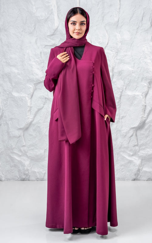 Structure Abaya with Asymmetric Button Detail