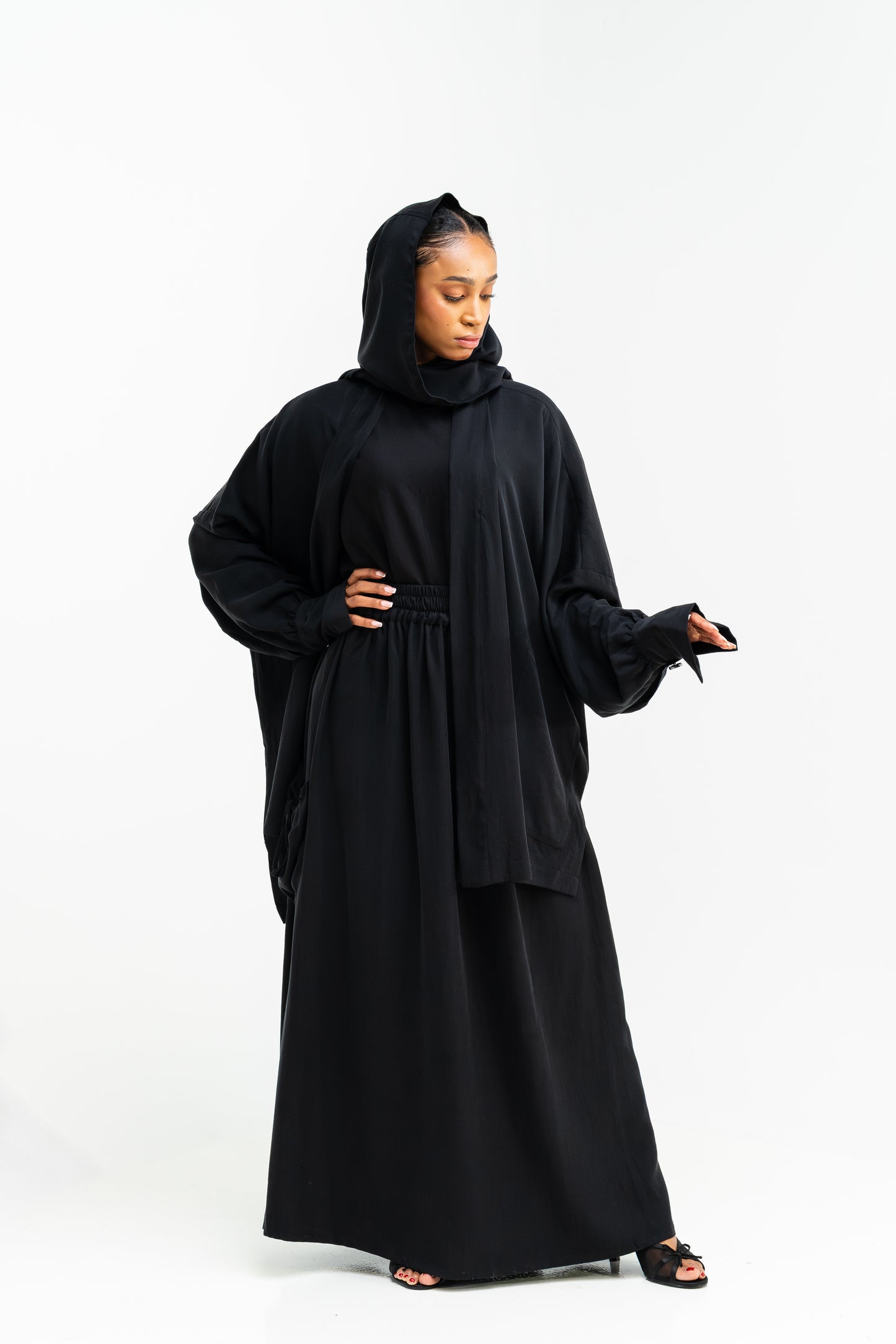 Shadow Drape Hooded Abaya Set