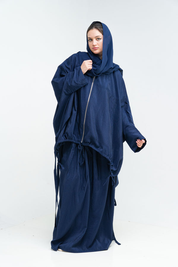 Blue Mirage Hooded Abaya Set