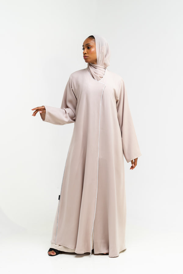 Abaya with Curved Collar Detail