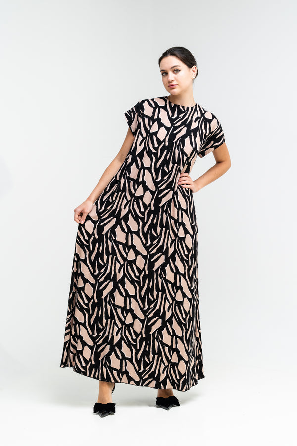 Sand & Noir Abstract Printed Dress