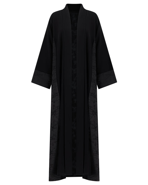 Premium Open Abaya with Contrast Panel Insets – hover image