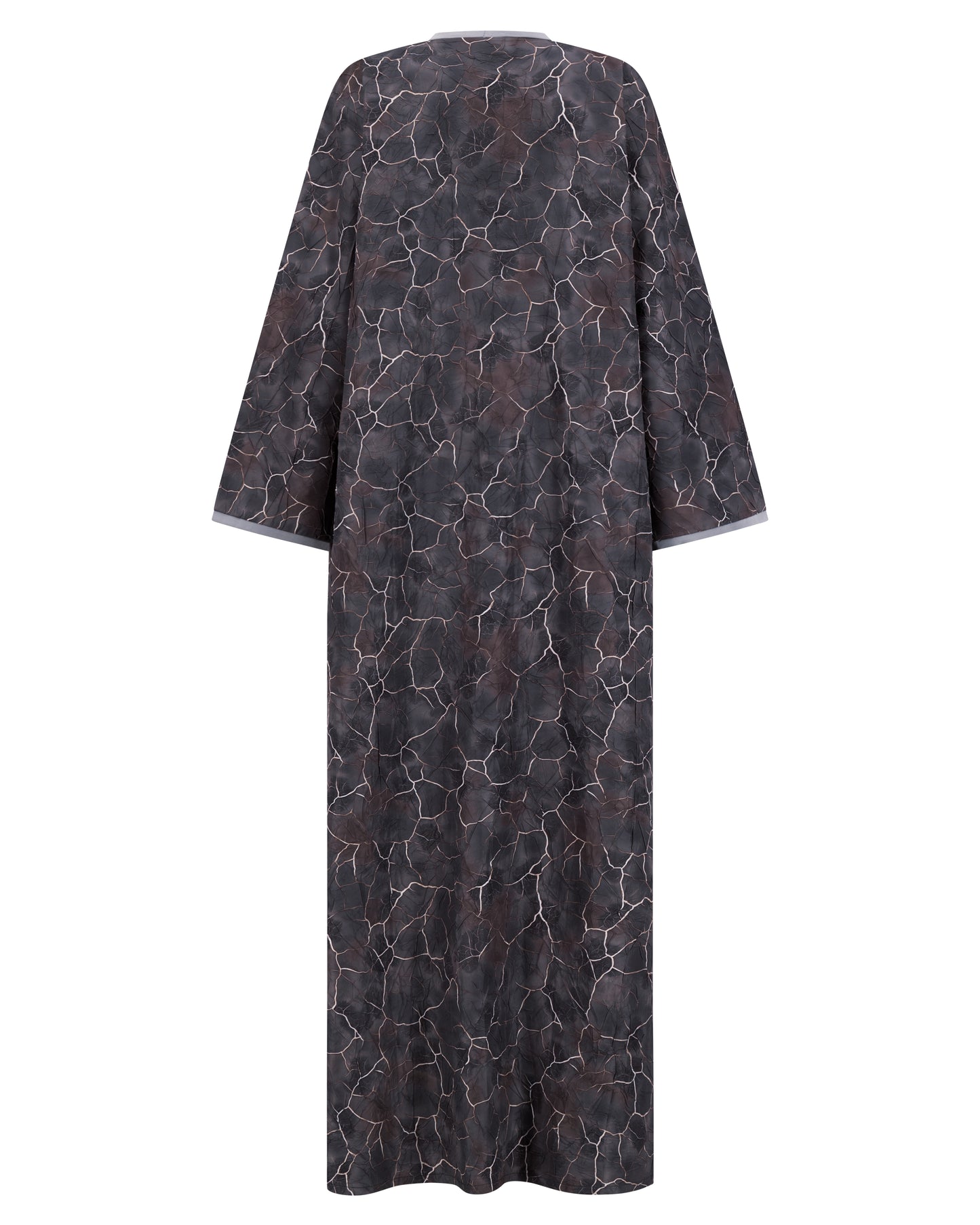 Open Abaya with Cracked Marble Print