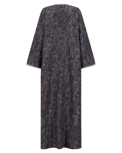 Open Abaya with Cracked Marble Print