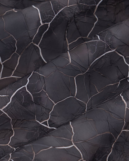 Open Abaya with Cracked Marble Print