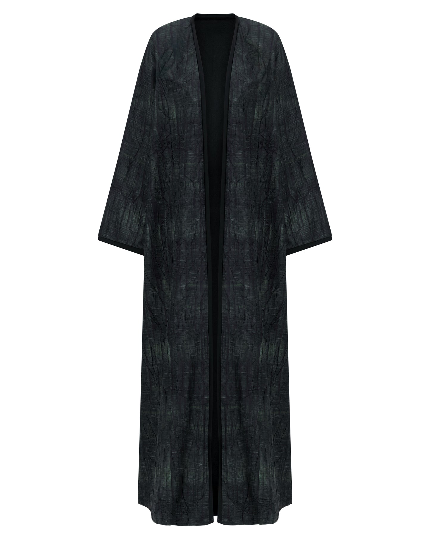 Open Abaya with Forest Texture Print