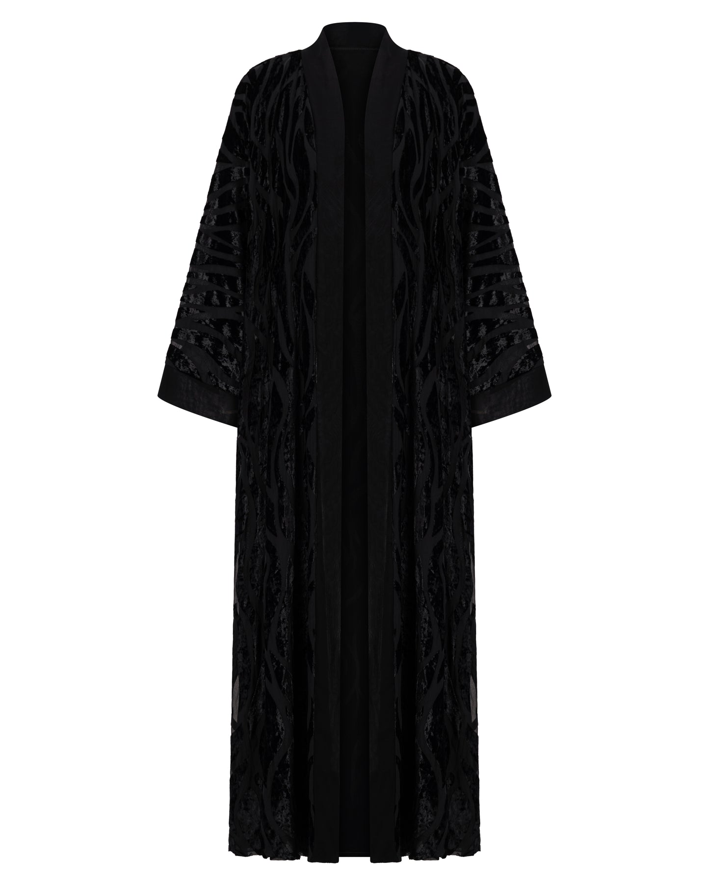 Velvet Burnout Abaya with Abstract Sleeves