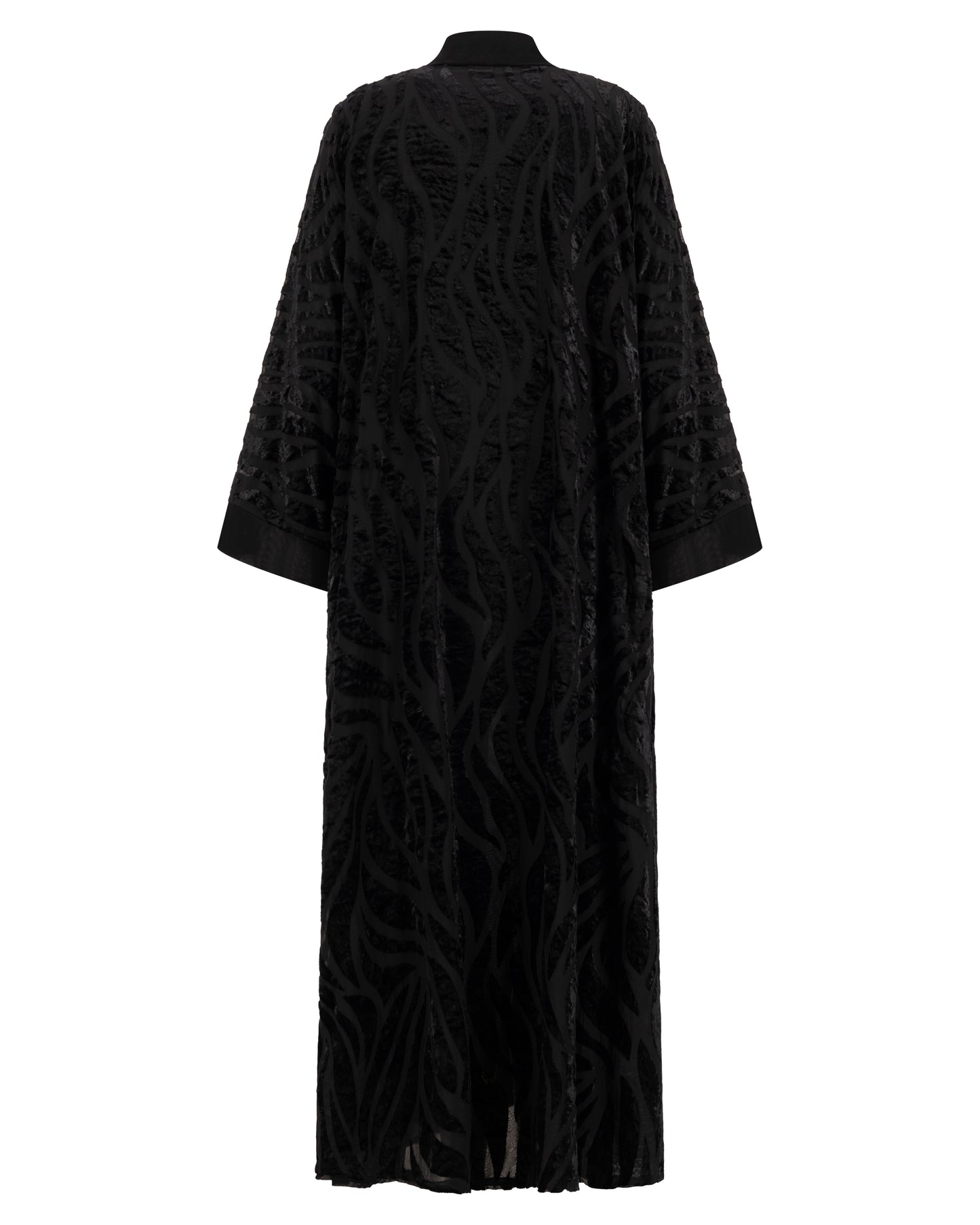 Velvet Burnout Abaya with Abstract Sleeves