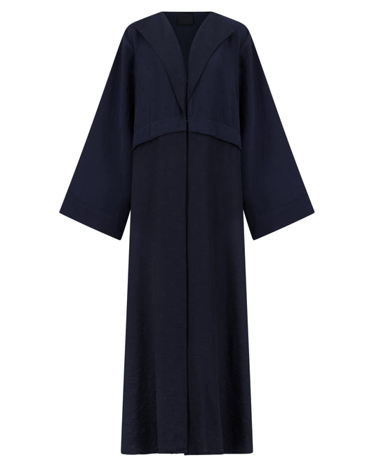 Deep Blue Polka Dot Abaya مع طوق كبير الحجم