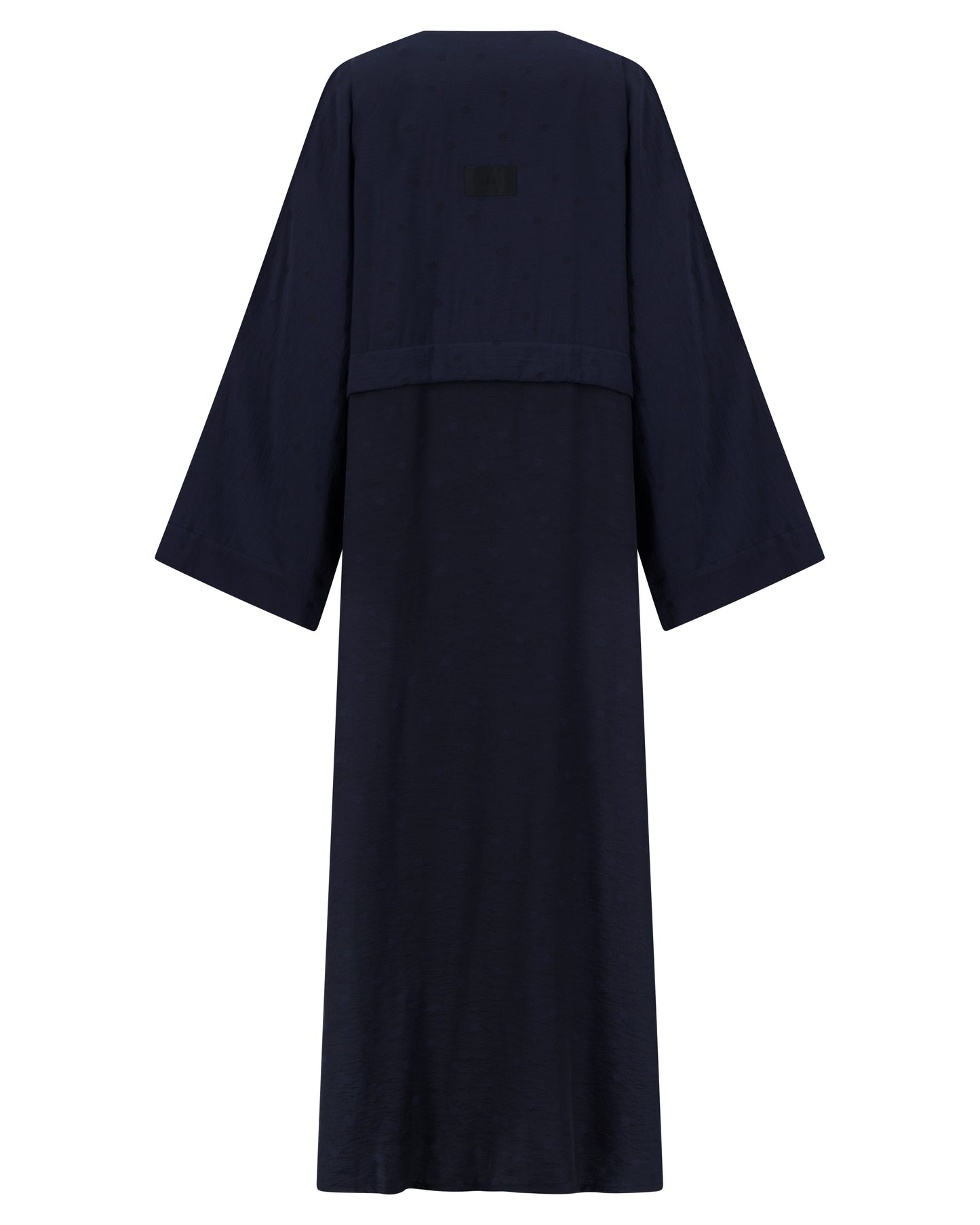 Deep Blue Polka Dot Abaya with Oversized Collar
