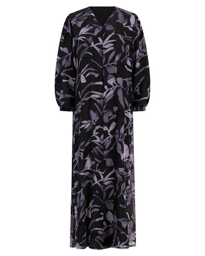 Printed Abaya with Leaf Motif