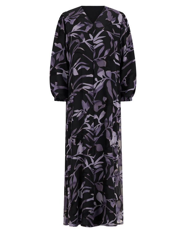 Printed Abaya with Leaf Motif – hover image