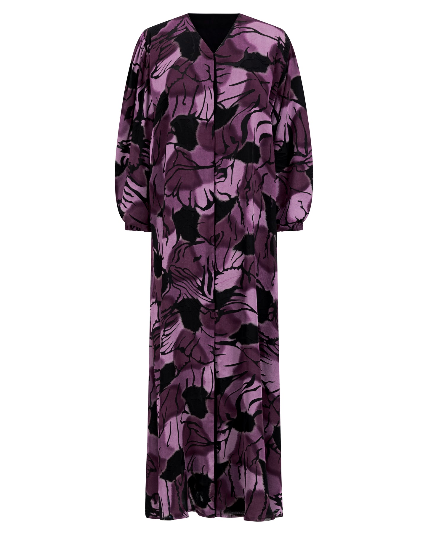 Printed Abaya with Bold Floral Brushwork