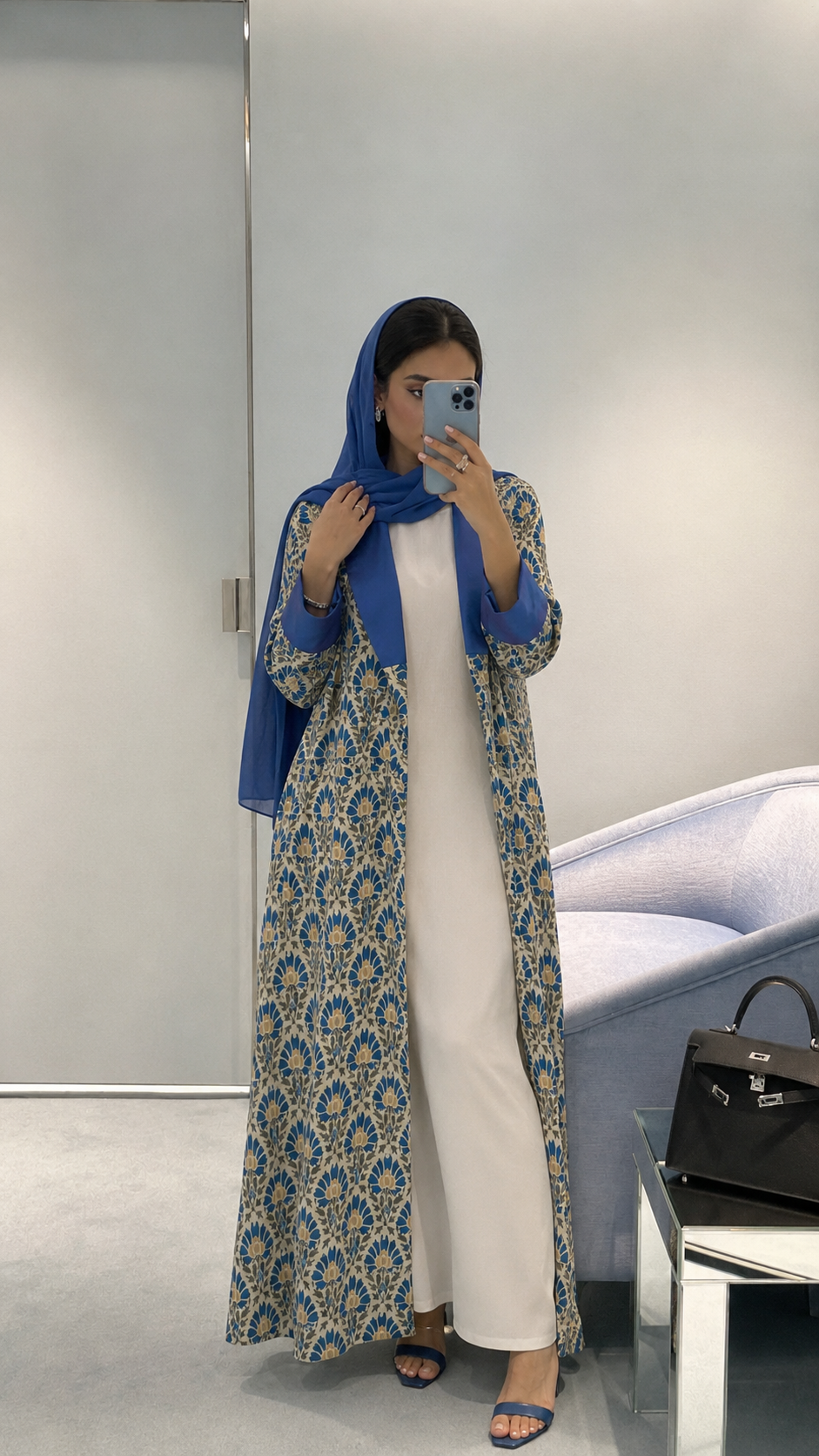 Azure Heritage Shawl Collar Abaya