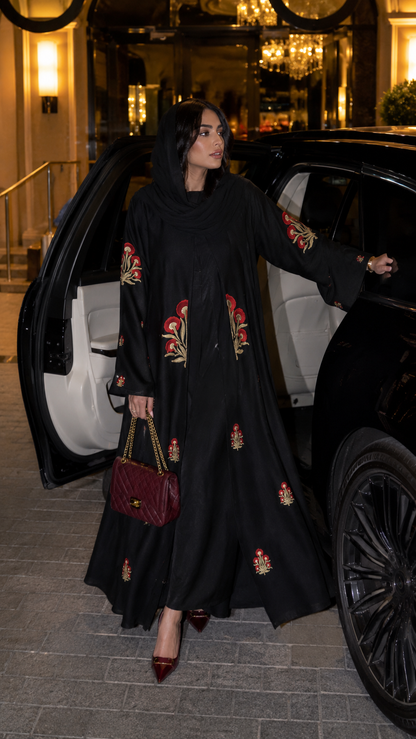 Embroidered Motif Abaya with Traditional-Inspired Detailing