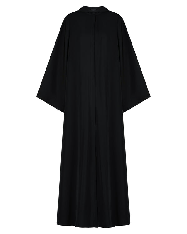 Matte Satin Black Hooded Abaya – hover image