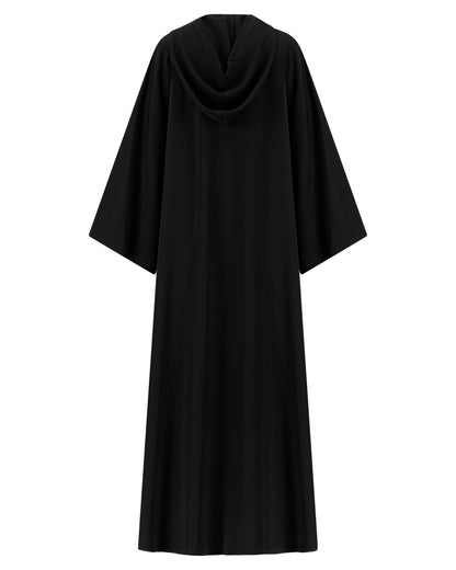Matte Satin Black Hooded Abaya