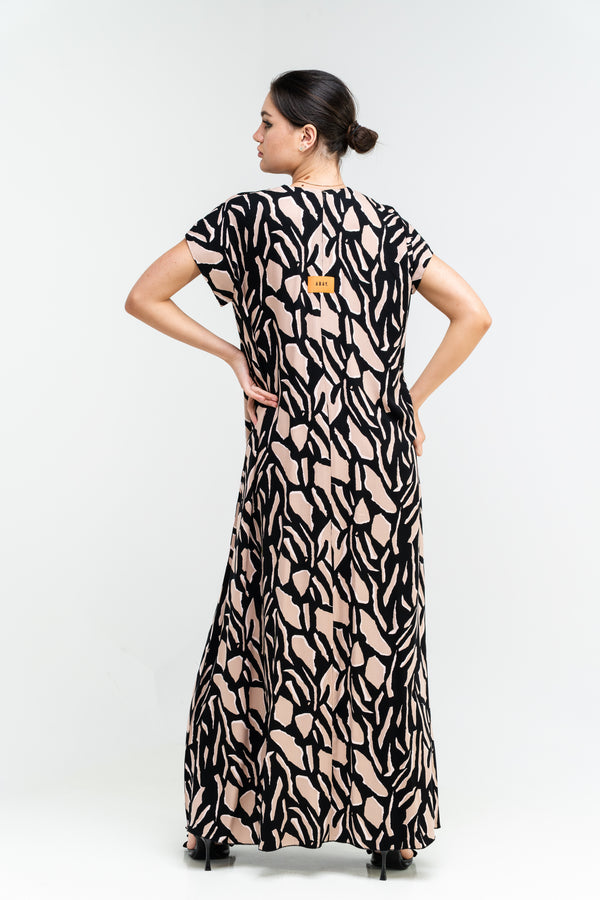 Sand & Noir Abstract Printed Dress – hover image