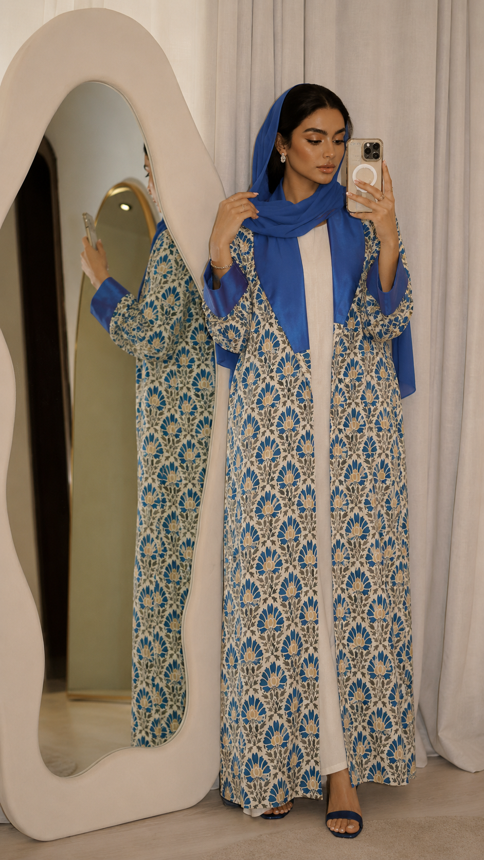 Azure Heritage Shawl Collar Abaya
