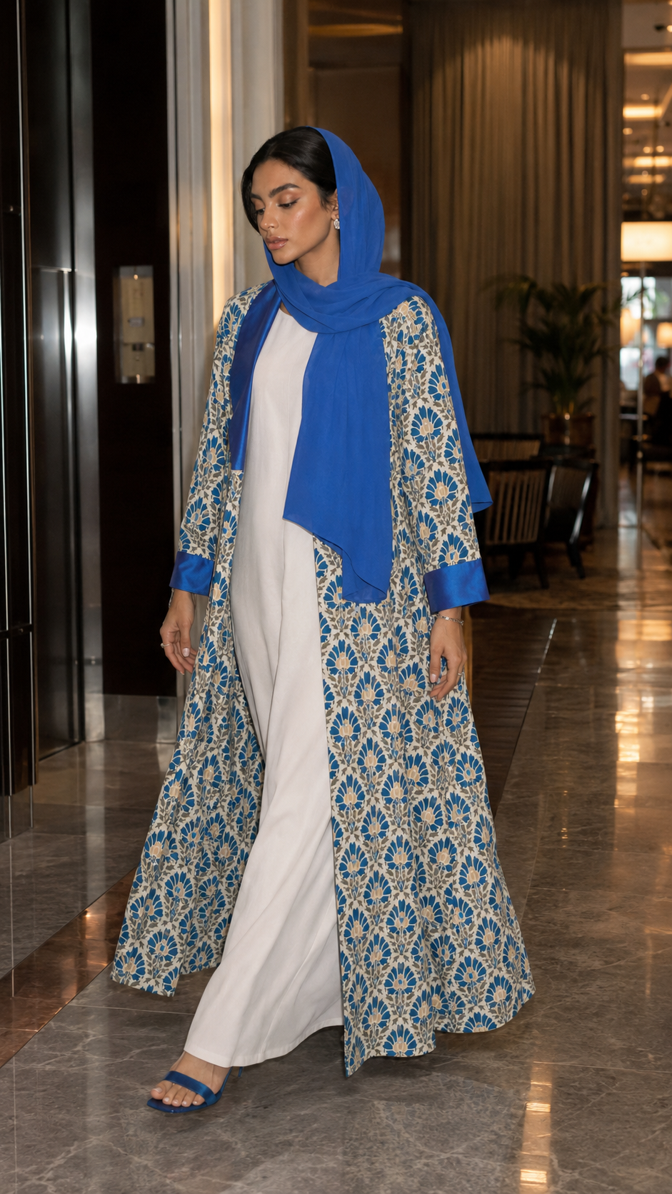 Azure Heritage Shawl Collar Abaya