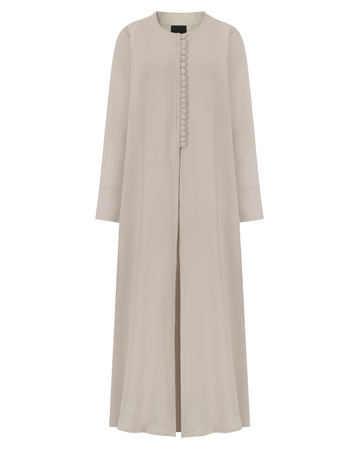 Pearl Button-Front Abaya in Cream Sand