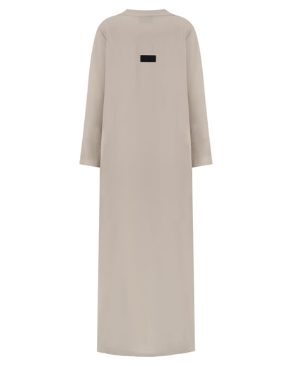 Pearl Button-Front Abaya in Cream Sand