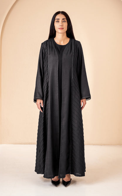 Pleated Panel Abaya with Elegant Minimal Detailing