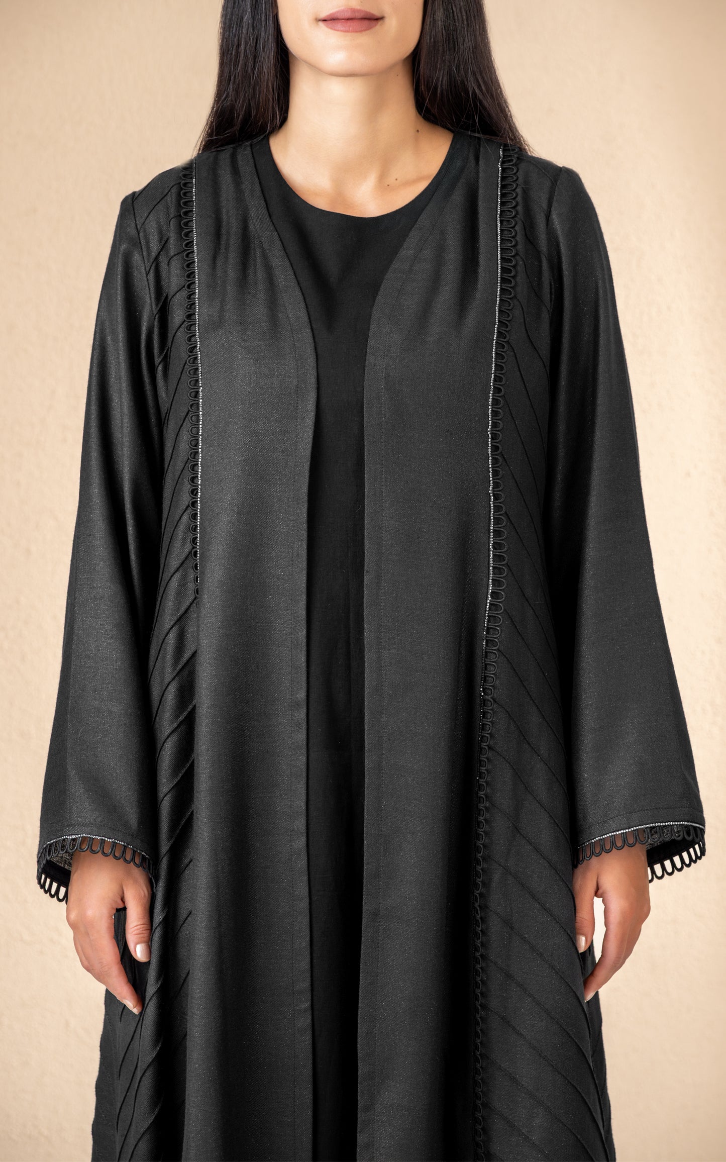 Pleated Panel Abaya with Elegant Minimal Detailing