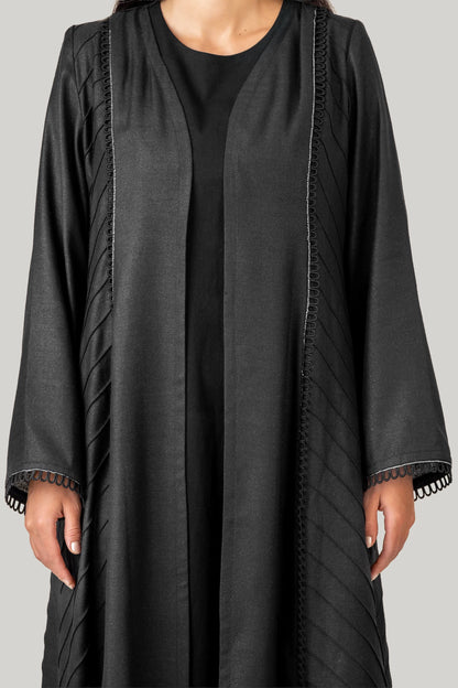 Pleated Panel Abaya with Elegant Minimal Detailing