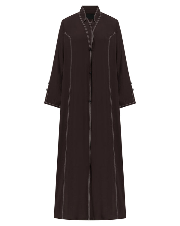 Wood Bark Abaya with Stitchwork – hover image