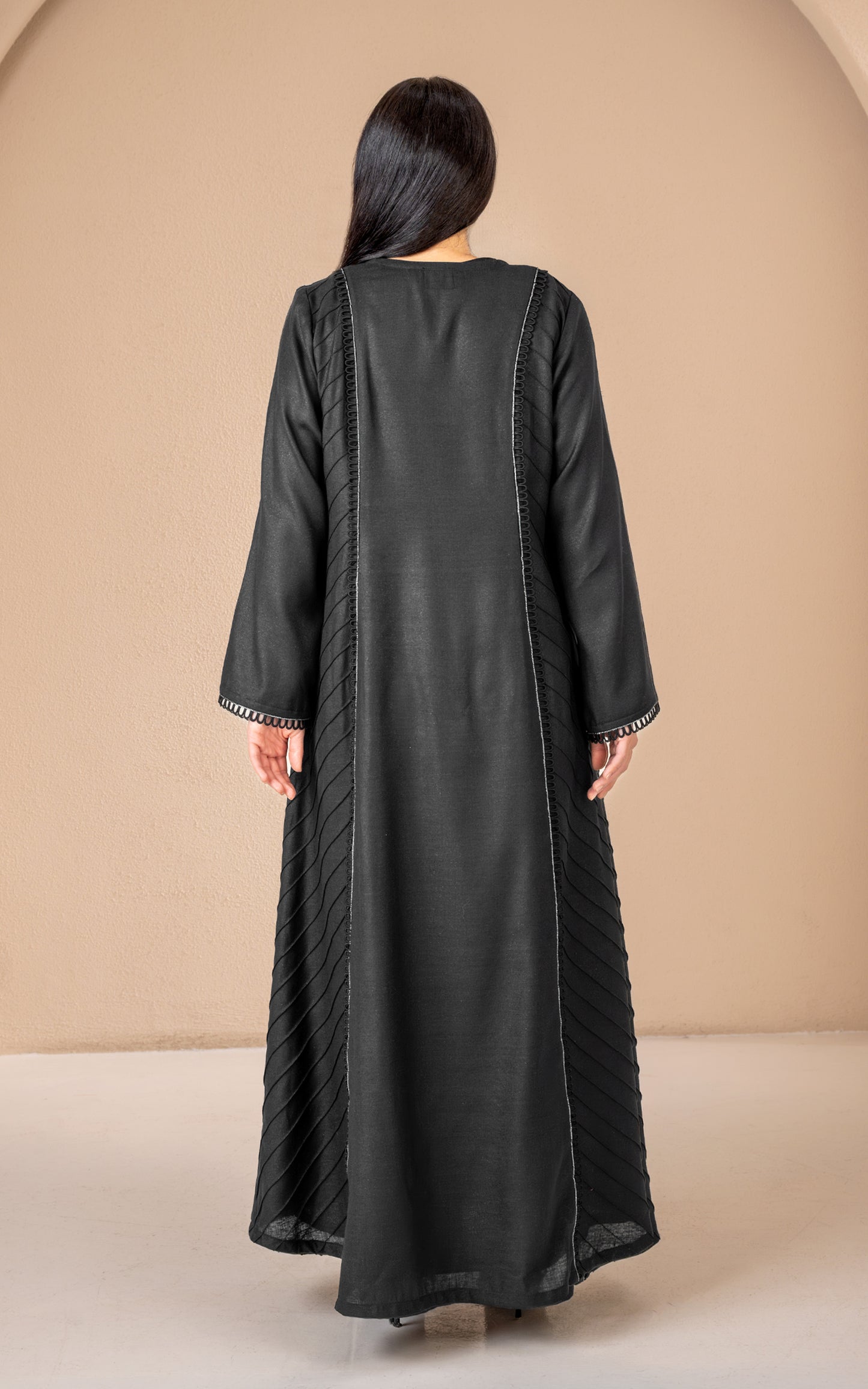 Pleated Panel Abaya with Elegant Minimal Detailing