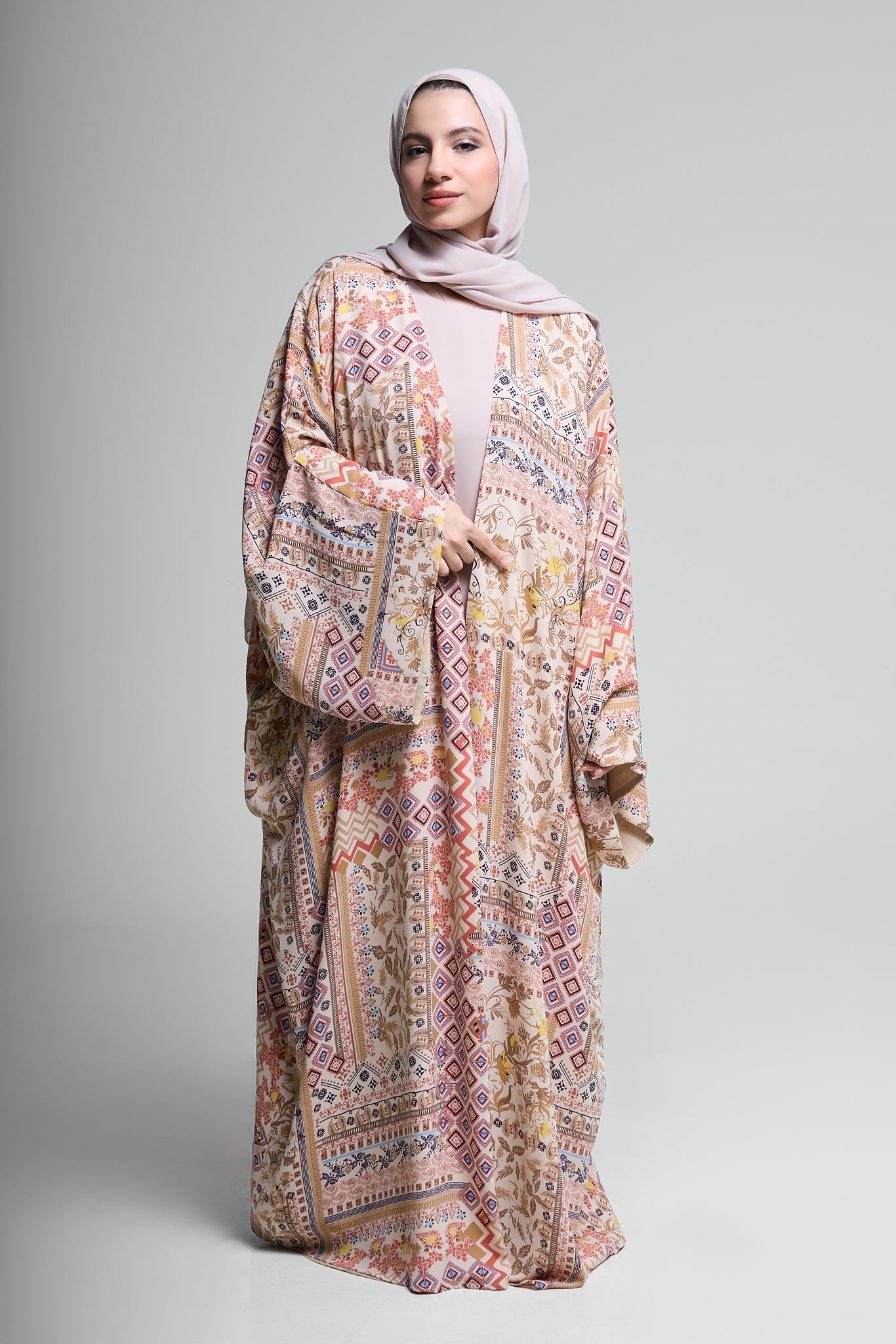 Blush Mosaic Kimono Abaya