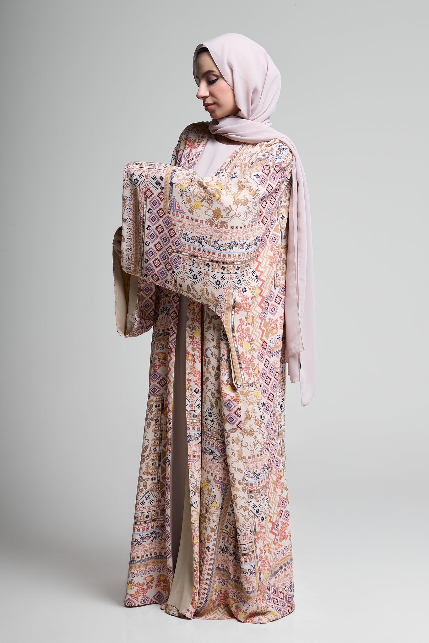 Blush Mosaic Kimono Abaya