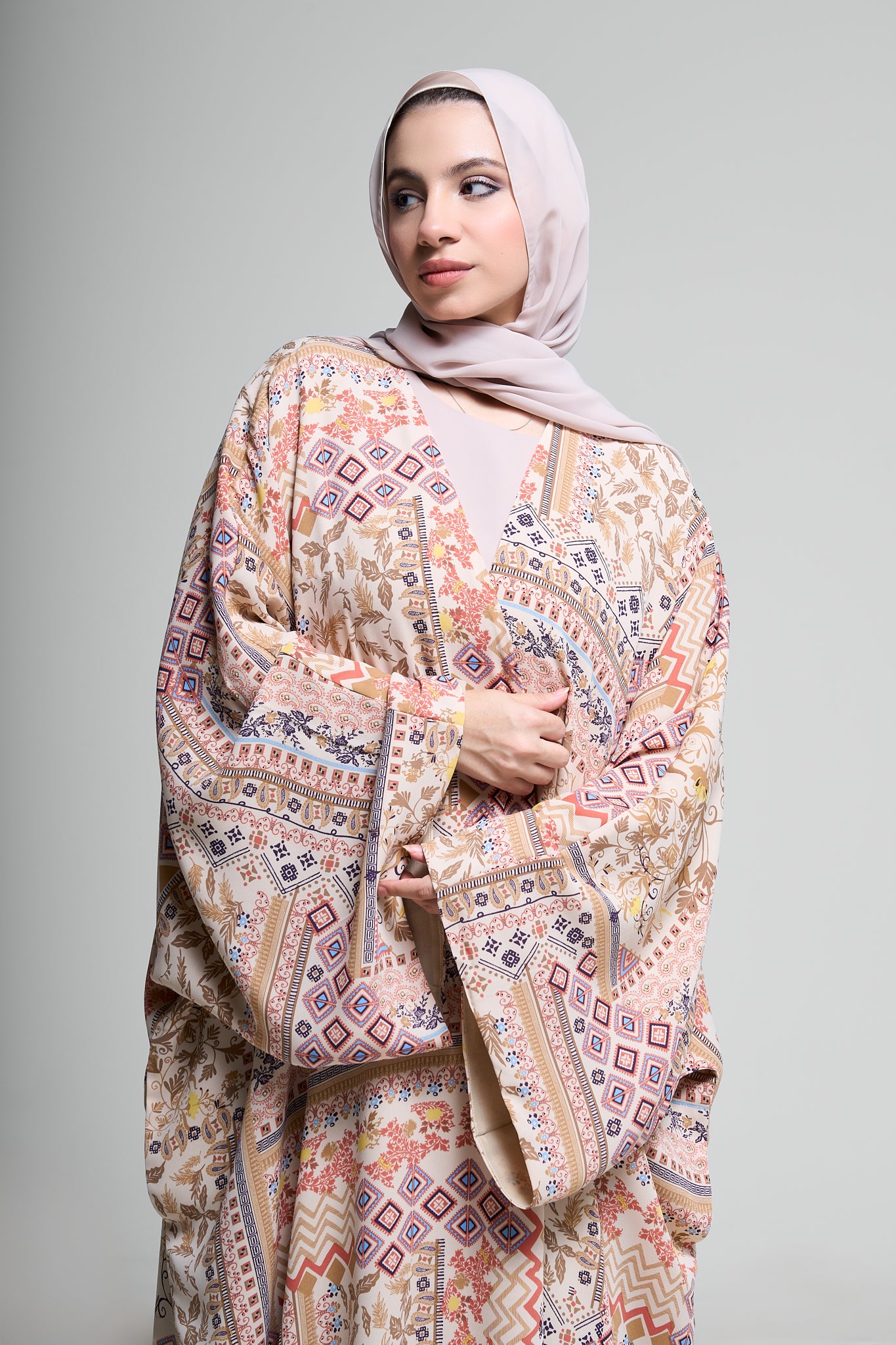 Blush Mosaic Kimono Abaya