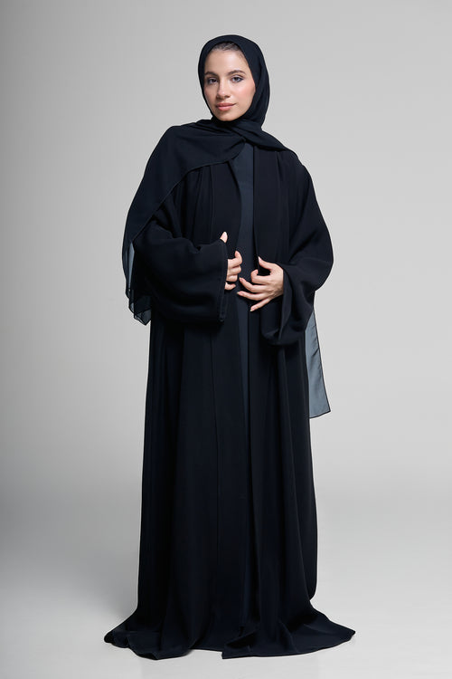 Premium Open Abaya with Folded Cuff Sleeves