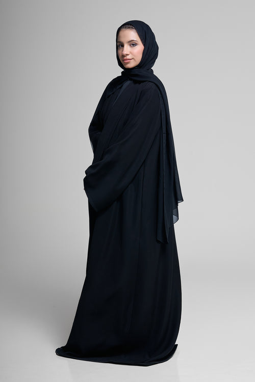 Premium Open Abaya with Folded Cuff Sleeves – hover image
