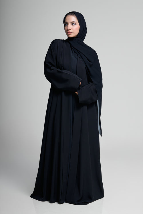 Premium Open Abaya with Folded Cuff Sleeves