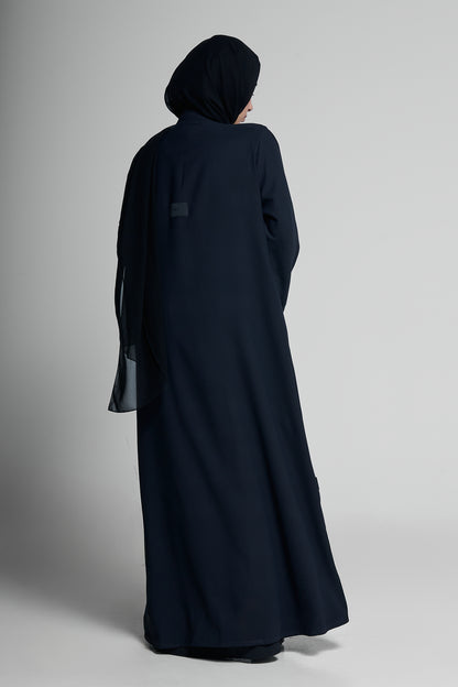 Classic Abaya with Geometric Cuff Cut