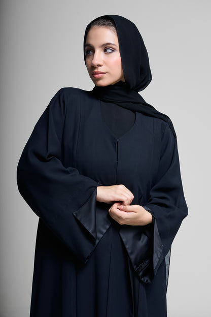 Classic Abaya with Geometric Cuff Cut