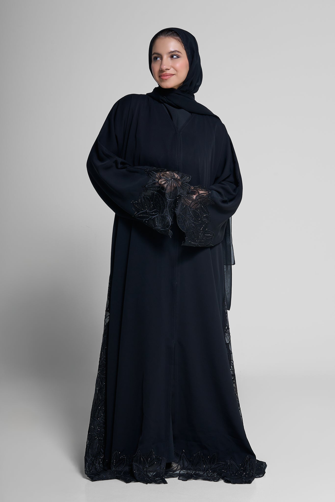 Midnight Petal Abaya