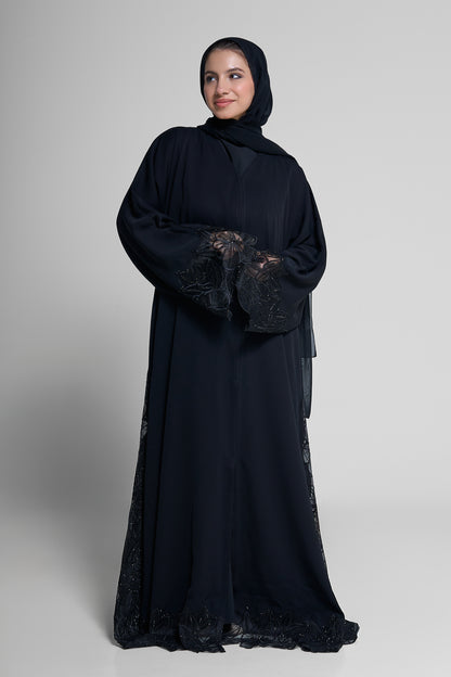 Midnight Petal Abaya