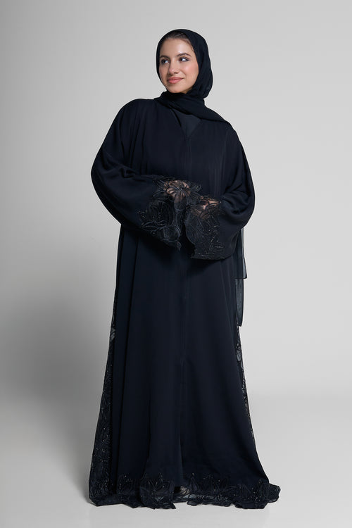 Midnight Petal Abaya